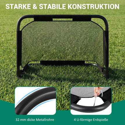 Foldable Pop-Up Soccer Goal with Target Wall, Black