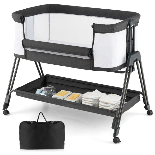 Foldable Portable Baby Bed with Adjustable Height