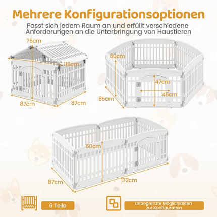 Foldable Puppy Playpen with Lockable Door, 6 Panels