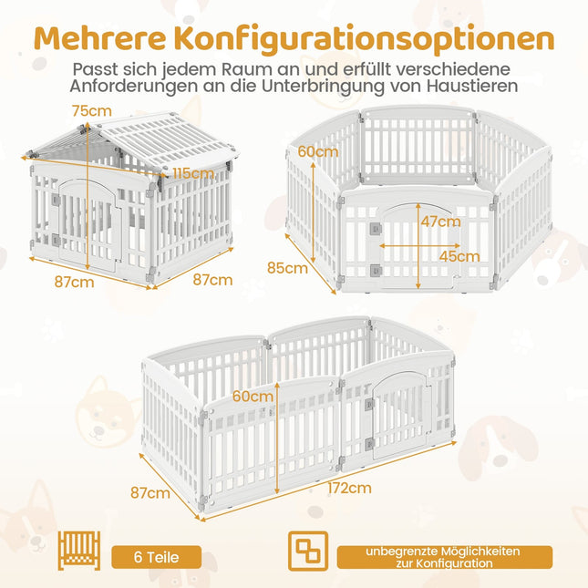 Foldable Puppy Playpen with Lockable Door, 6 Panels