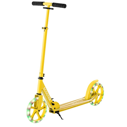 Foldable Scooter with 110kg Capacity, 2 LED Wheels, Adjustable Height