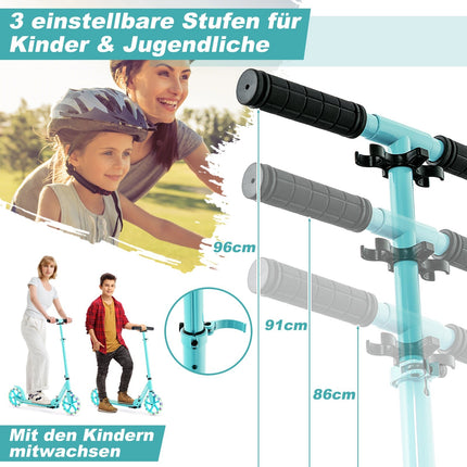 Foldable Scooter with 110kg Capacity, Adjustable LED Wheels