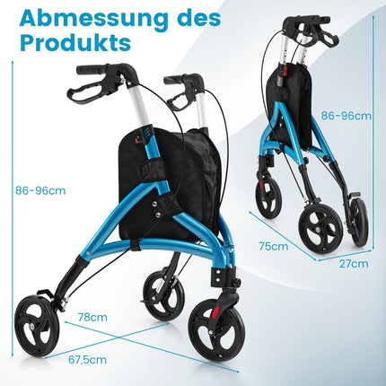 Foldable Senior Walker – Lightweight Aluminum, 20 cm Wheels
