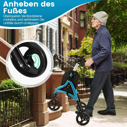 Foldable Senior Walker – Lightweight Aluminum, 20 cm Wheels