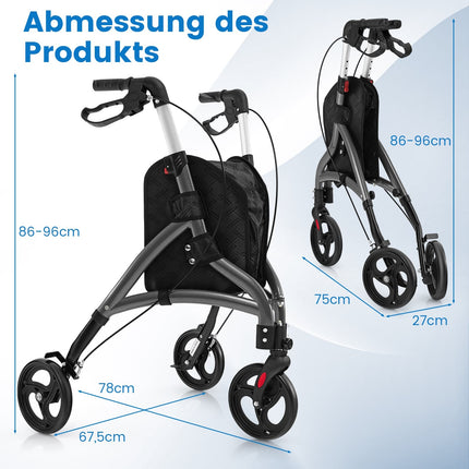 Foldable Senior Walker – Lightweight Aluminum, 20cm Wheels