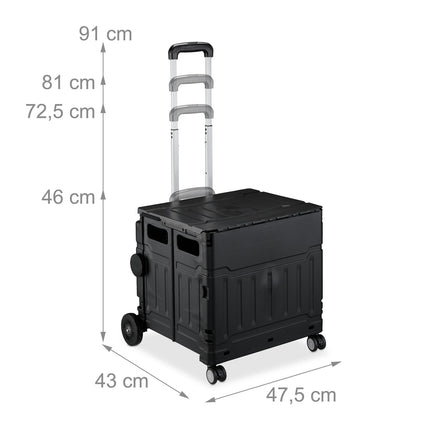 Foldable Shopping Cart with Lid and Telescopic Handle