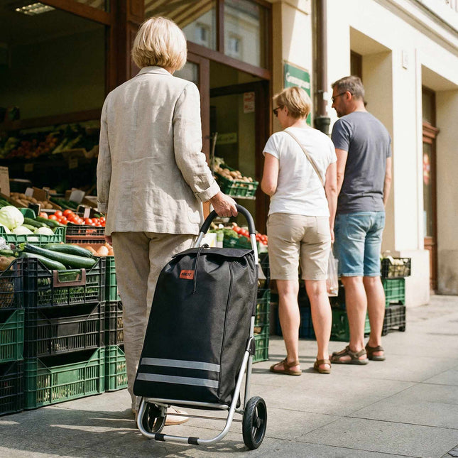 Foldable Shopping Trolley 45L Black, Thermal Interior