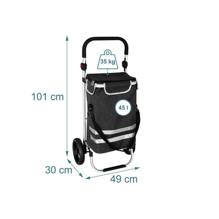 Foldable Shopping Trolley, 45L Capacity, Cooler Bag