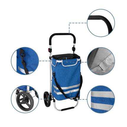Foldable Shopping Trolley, 45L, Cooler Bag, 35kg Capacity