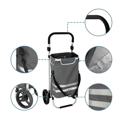 Foldable Shopping Trolley, 45L, Cooler Bag, 35kg Capacity