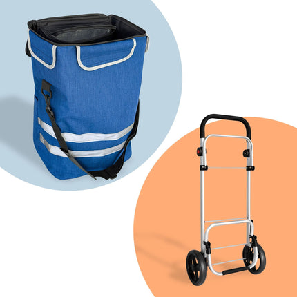 Foldable Shopping Trolley, 45L, Cooler Bag, 35kg Capacity