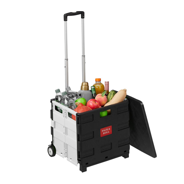 Foldable Shopping Trolley, 50L Capacity, White