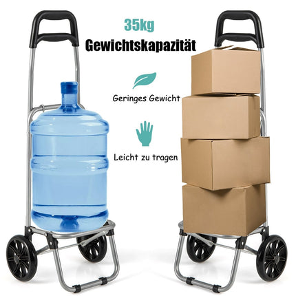 Foldable Shopping Trolley with 35L Detachable Bag, Black