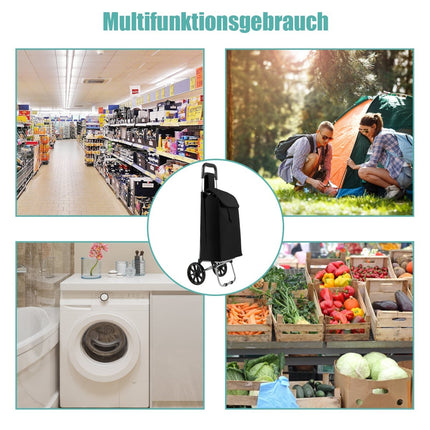 Foldable Shopping Trolley with 35L Detachable Bag, Black