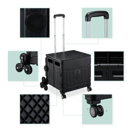 Foldable Stair-Climbing Shopping Cart with Telescopic Handle