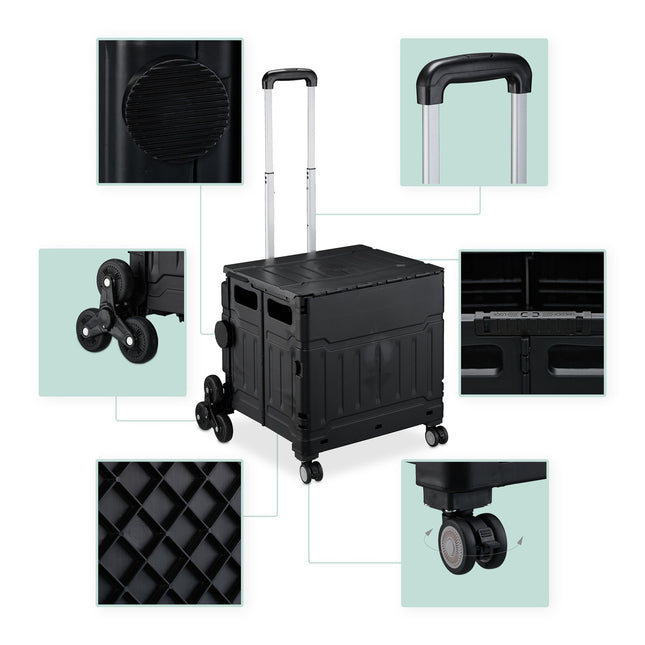 Foldable Stair-Climbing Shopping Cart with Telescopic Handle
