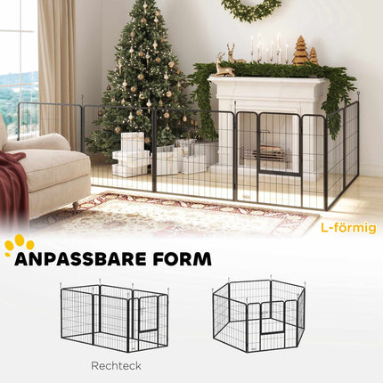 Foldable Steel Pet Playpen, 6 Panels, Grey