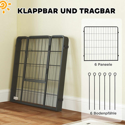 Foldable Steel Pet Playpen, 6 Panels, Grey