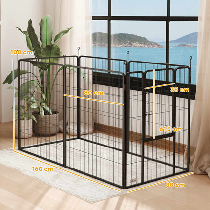 Foldable Steel Pet Playpen, 6 Panels, Grey