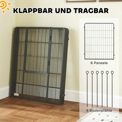 Foldable Steel Pet Playpen, 6 Panels, Grey