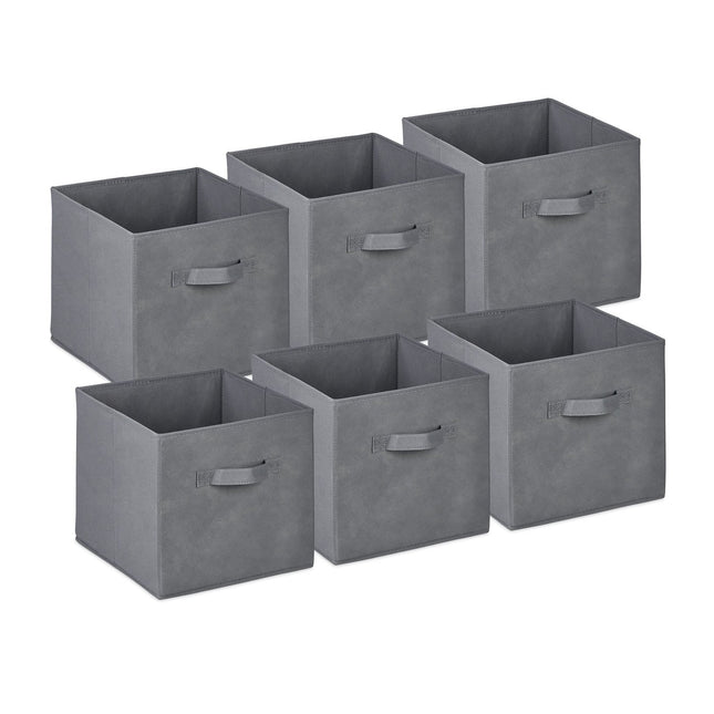 Foldable Storage Baskets, Set of 6 – Light Grey Fabric