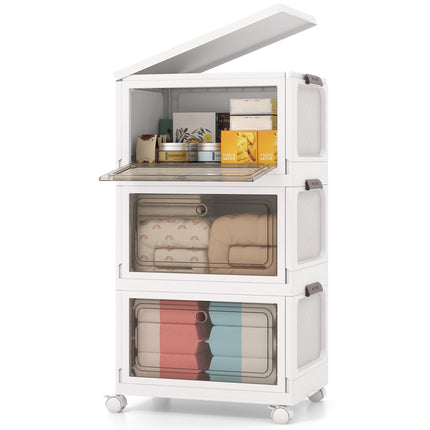 Foldable Storage Box Set with Lids, 3-Pack, 105L, White