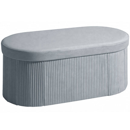 Foldable Storage Ottoman Bench, Dark Grey Velvet, 76x38x35 cm