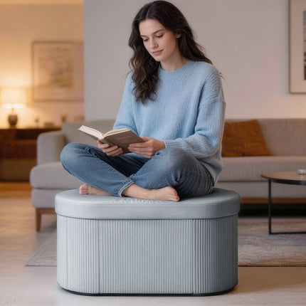 Foldable Storage Ottoman Bench, Dark Grey Velvet, 76x38x35 cm