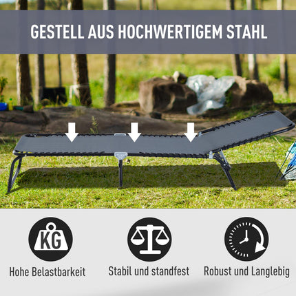 Adjustable folding sun lounger, dark gray steel mesh