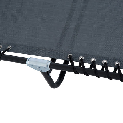 Adjustable folding sun lounger, dark gray steel mesh