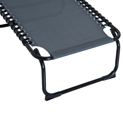 Adjustable folding sun lounger, dark gray steel mesh