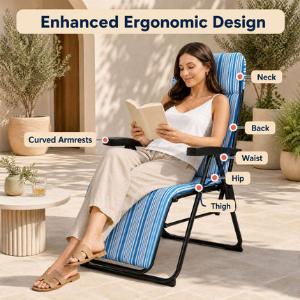 Foldable Sun Lounger with Adjustable Backrest & Cushion