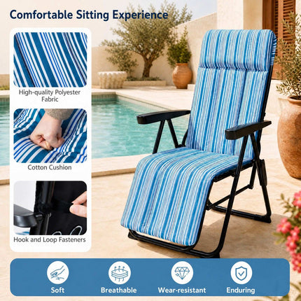 Foldable Sun Lounger with Adjustable Backrest & Cushion