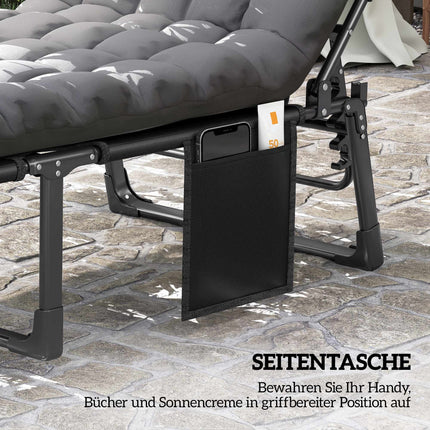 Foldable Sun Lounger with Adjustable Backrest and Cushion