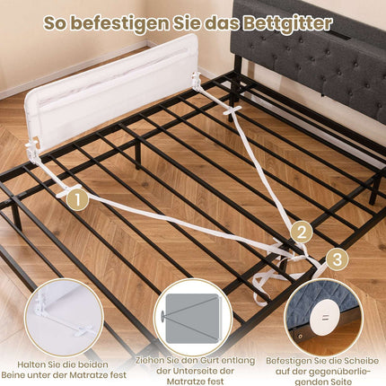 Foldable Toddler Bed Rail, 120 cm, Removable Cover