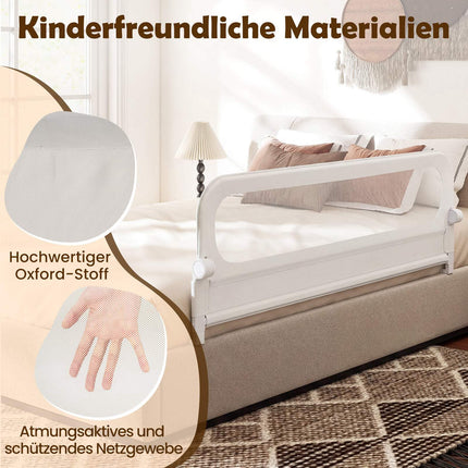 Foldable Toddler Bed Rail with Removable Cover, 178 cm