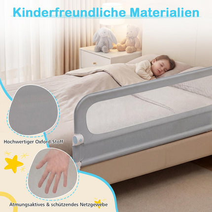 Foldable Toddler Bed Rail with Removable Oxford Cover, Grey