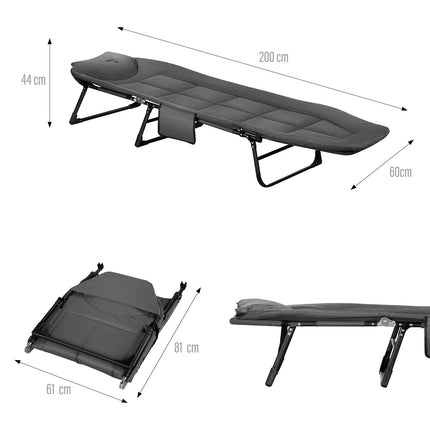 Foldable Tourist Bed, Grey, 200 cm