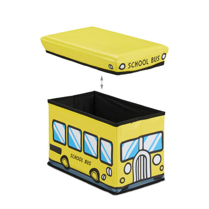 Foldable Toy Storage Box with Lid and Seat