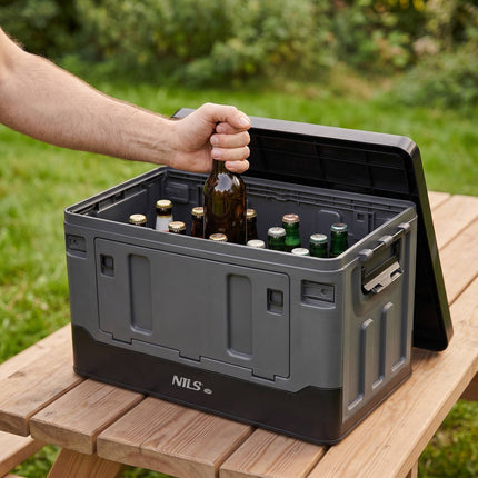 Foldable Transport Box 38L, Grey-Black, PP Material