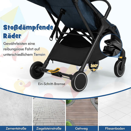 Foldable Travel Stroller with Recline, Adjustable Backrest