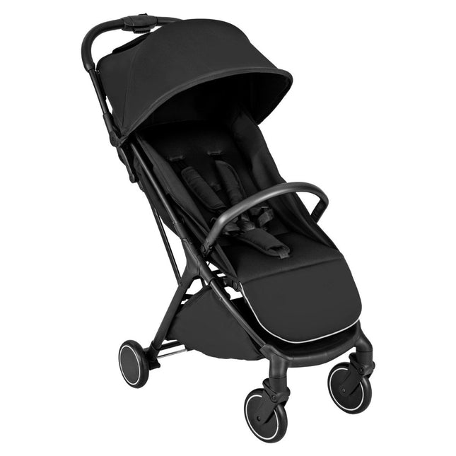 Opvouwbare reiskinderwagen met verstelbare zitting, zwart