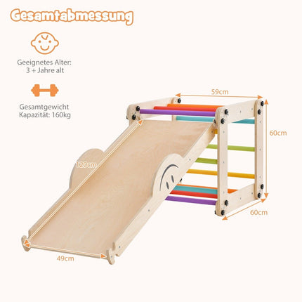 Foldable Wooden Climber Toys with Adjustable & Reversible Ramp Montessori Climbing Set