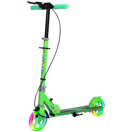 Foldable children's scooter, adjustable height, 2 light wheels, green