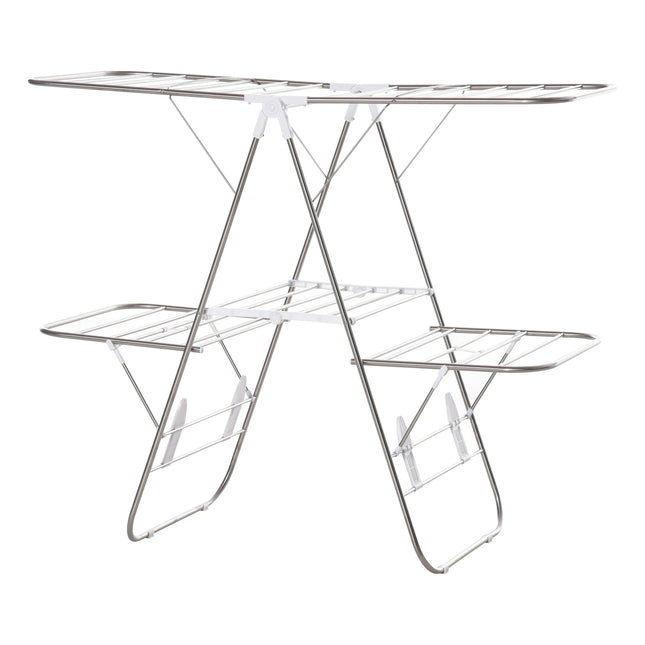 Foldable clothes airer, 3 levels, stainless steel, 138cm