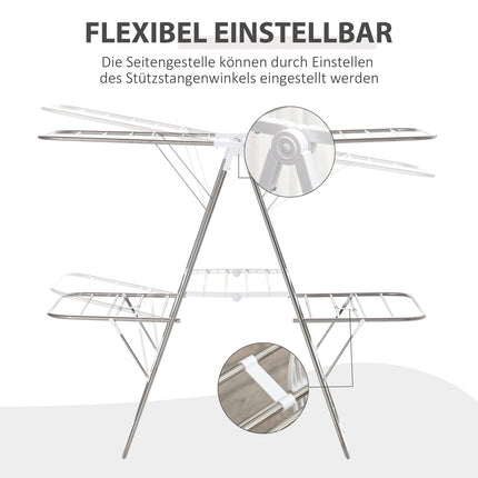 Foldable clothes airer, 3 levels, stainless steel, 138cm