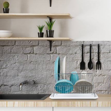 Foldable dish rack with drip tray