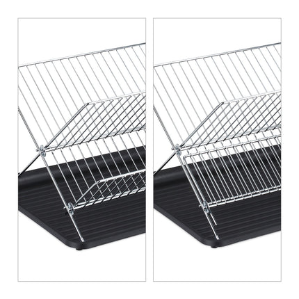 Foldable dish rack with drip tray