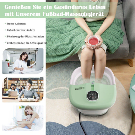 Foldable foot bath with heat foot bath with remote control massager 33.5 x 41 x 20.5 cm green