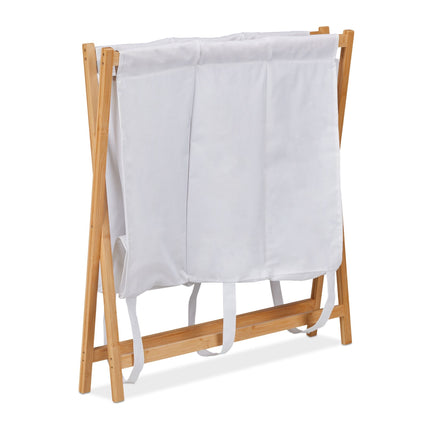Foldable laundry basket with 3 compartments